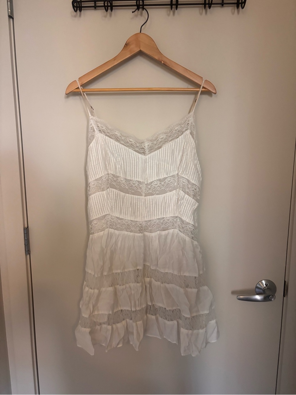 Free People Ivory Lace Tiered Slip Dress